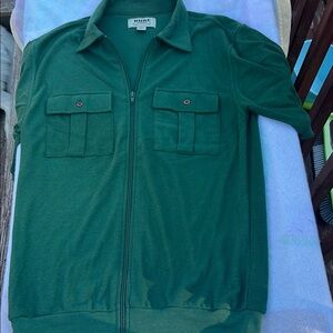DUKE HABAND Green Zip Up Cardigan Sweater- Vintage Men's Small - Cotton Blend
